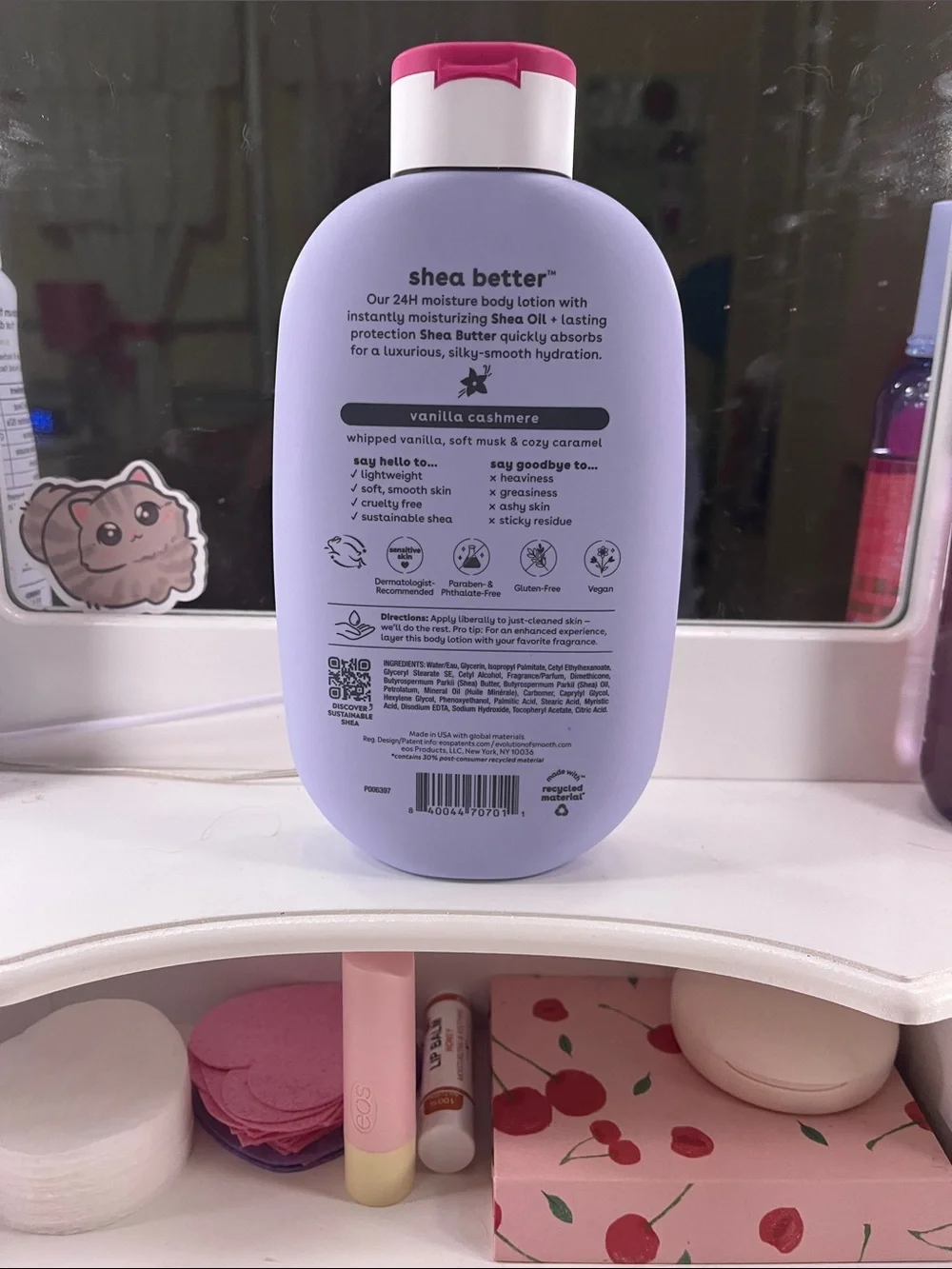 eos Lavender Bottle with Pink Cap Body Lotion - Vanilla Cashmere